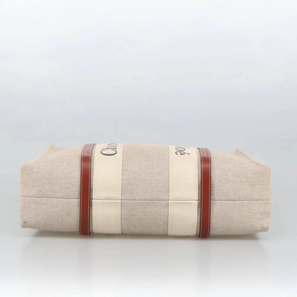 Chloe Tote Bag Canvas Leather Beige Brown Auth ki5211V - Picture 5 of 15